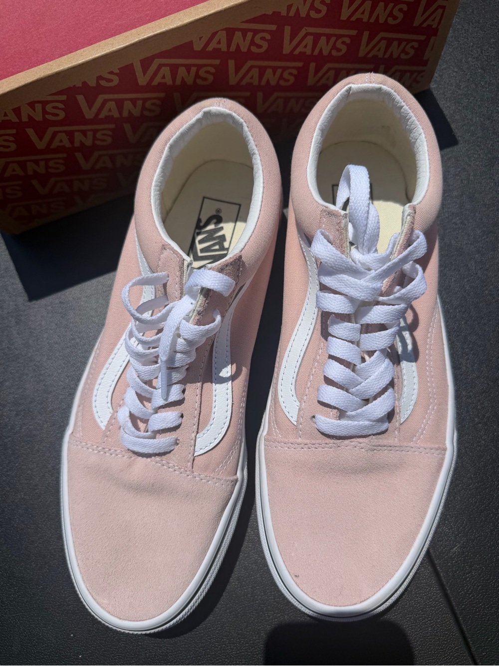 Vans Pink and White Old Skool Women's Sneakers